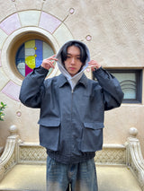 embroidered leather blouson