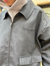 embroidered leather blouson