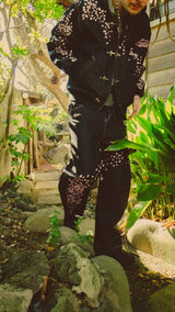 Sakura Embroidered Slub Denim Buggy Pants