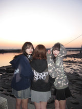 over dye universal logo zip hoodie