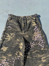 Sakura Embroidered Slub Denim Buggy Pants