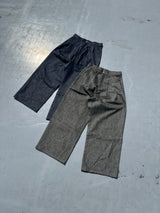 Wide tuck lame denim pants