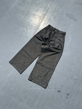 Wide tuck lame denim pants