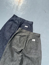Wide tuck lame denim pants
