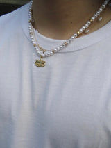 King Logo Perl Necklace