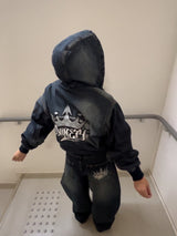 國王徽標slub牛仔布郵編