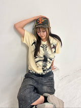 Dot Bone Thermal Henley Neck Tee