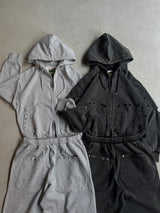 Boxing pocket short length zip hoodie