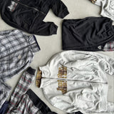 reversible check pattern zip stand