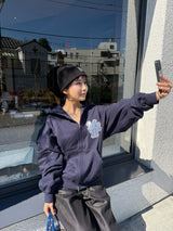 back logo appliqué zip hoodie