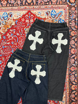 Double cross logo rigid buggy denim