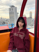 yung logo studs waffle zip hoodie