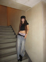 Ninety Girl Logo Glitter Buggy Denim Pants