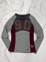 V넥 슬림 넘버드 티