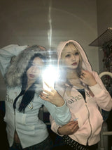 我愛最好的朋友毛絨拉鍊連帽衫