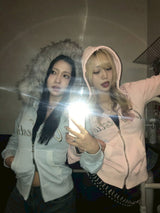 我愛最好的朋友毛絨拉鍊連帽衫