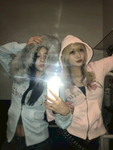 我愛最好的朋友毛絨拉鍊連帽衫