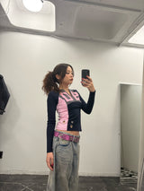 V넥 슬림 넘버드 티