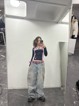 V넥 슬림 넘버드 티