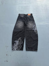 Tribal Logo Slub Denim Baggy Pants