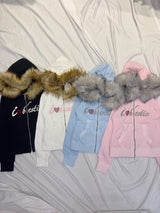 我愛最好的朋友毛絨拉鍊連帽衫