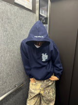 라인 스톤 아플리케 후드티