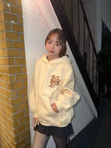 라인 스톤 아플리케 후드티