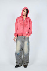 Grunge graphic zip hoodie