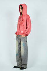 Grunge graphic zip hoodie