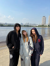 Assort appliqué zip hoodie