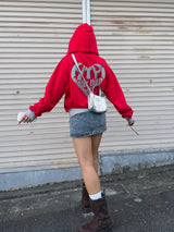 BICOLOR HEART LOGO HOODIE