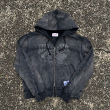 Grunge graphic zip hoodie