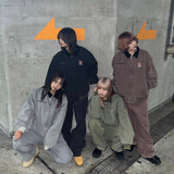 N logo vintage work jacket