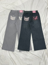 Distressed Print Straight Pants