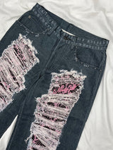 Distressed Print Straight Pants