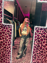 Distressed Print Straight Pants