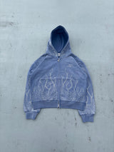 불렛 로고 파이어 프린트 라인스톤 집 후드