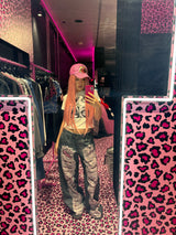 Distressed Print Straight Pants