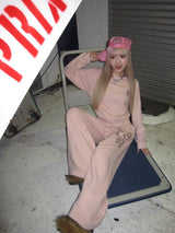 Butterfly logo rhinestone rich sweat pants