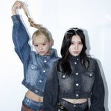 NG stand collar denim jacket