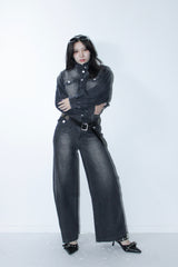 NG stand collar denim jacket