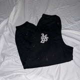 line stone glitter sweat pants