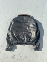 Synthetic Leather Fur Collar Blouson