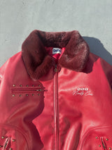 Synthetic Leather Fur Collar Blouson