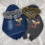 ×Ed Hardy Fur Denim Jacket