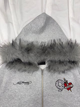 ×Ed Hardy 90 Logo Fur Zip Hoodie