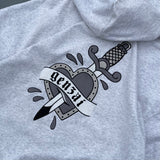 心紋身拉鍊連帽衫