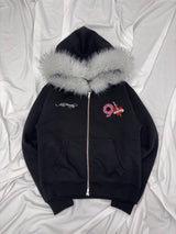 ×Ed Hardy 90 Logo Fur Zip Hoodie