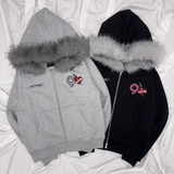 ×Ed Hardy 90 Logo Fur Zip Hoodie