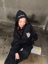 line stone glitter hoodie